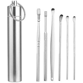 تصویر ست ابزار پاکسازی گوش ۶ تیکه استیل 
