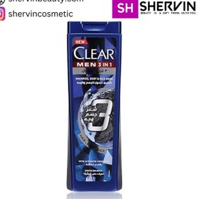 تصویر شامپو ضد شوره کلیر آقایان حاوی زغال فعال 3 در 1 400 میلی لیتر Clear 3 in 1 Active Clean Shampoo 400ml