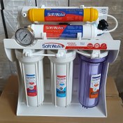 تصویر دستگاه تصفیه آب سافت واتر ۸ مرحله با پمپ سنگین ۳۵ و مخزن ۴ گالن 