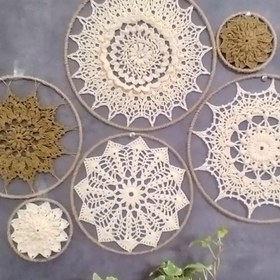 تصویر دیوارکوب دست بافت قلاب بافی نخ با کیفیت ایرانی مرسریزه ثمین مجموعه 6 عددی پرداخت در 2 مرحله - ۴ 