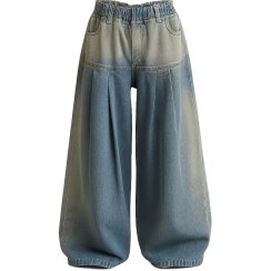 تصویر شلوار جین بچگانه مدل گنگ سایز ۱۴ تا ۱۶ سال رنگ آبی 