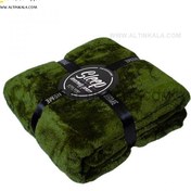 تصویر پتو افرا دونفره چهارفصل سایز 220×180 سبز ارتشی 