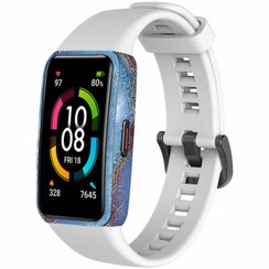 تصویر برچسب ماهوت طرح Blue-Ocean-Marble مناسب برای ساعت هوشمند هوآوی band 6 