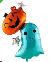 تصویر بادکنک فویلی روح آبی و کدو هالووین 