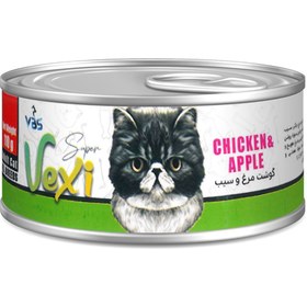 تصویر کنسرو پته ای گربه وکسی طعم مرغ و سیب 110 گرمی VEXI Cat adult With Chicken & apple 110 ML