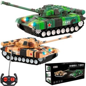 تصویر ماشین کنترلی تانک شارژی موزیکال چراغدار چهارکاناله 