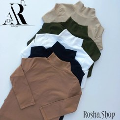 تصویر بلوز کشبافت زنانه یقه پنج سانتی جنس کبریتی رنگ مشکی 