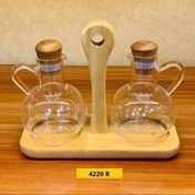 تصویر جا آبلیمو و روغن زیتون پیرکس با استند چوبی 