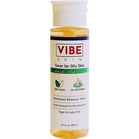 تصویر تونر ضد منافذ باز Vibe Skin مناسب پوست چرب و مختلط 200 میل 