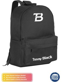 تصویر کوله پشتی تک رنگ زنانه - Tonny Black Tek Gözlü ve Bölmeli Backpack 077 
