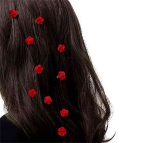 تصویر قفل مو مخملی قرمز 