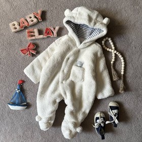 تصویر کاپشن تدی سفید جیب خرسی 