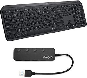 تصویر بسته دو‌تایی صفحه‌کلید بی‌سیم با نور پس‌زمینه Logitech MX Keys Advanced به همراه هاب USB چهارپورت Logitech MX Keys Advanced Wireless Illuminated Keyboard Bundle with 4 Port USB Hub (2 Items)