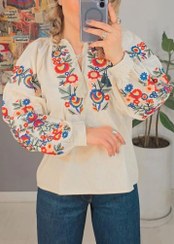 تصویر بلوز زنانه گلدوزی شده ترک در سایز بندی bd ۱۲۹ 