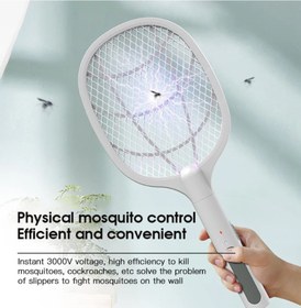 تصویر پشه کش راکتی شارژی دو کاره با پایه Mosquito killer Racket KLZ-918 