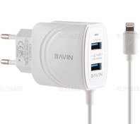 تصویر شارژر دیواری و کابل لایتنینگ باوین Bavin PC521Y Lightning Charger 