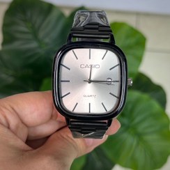 تصویر ساعت مچی مردانه مربع کاسیو اولد مانی -مشکی سفید Casio Old Money Square Men's Watch - Black and White