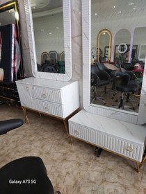 تصویر دکور آرایشگاهی کرکره ای سه تیکه مدل کرکره ای پایه فلزی 