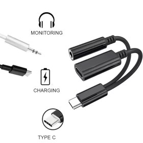 تصویر مبدل Type-C به AUX / Type-C کامیکا مدل 1066 COMICA USB-C TO AUX AND USB-C