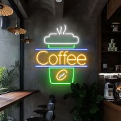تصویر تابلو نئون قهوه لیوانی COFFEE 
