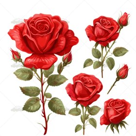تصویر وکتور گل رز قرمز 