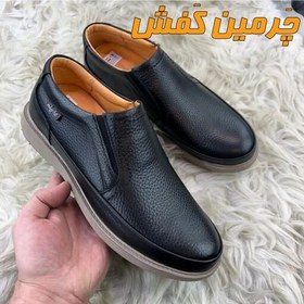 تصویر کفش تمام چرم مردانه و طبی نایت تبریز مدل فرانسی بدون بند کد 17947 Night men's leather sport shoes