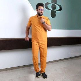 تصویر اسکراب شلوار برند سینوهه مدل (Med Flex) رنگ خردلی 