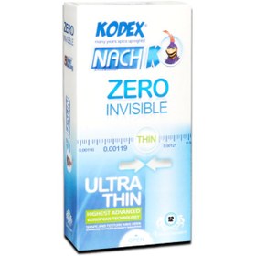 تصویر کاندوم کدکس مدل zero invisible بسته kodex invisible condom model 12package