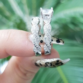 تصویر حلقه پشت حلقه سولیتر نقره 925 عیار 925 Sterling Silver Solitaire Ring Back Ring