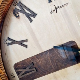 تصویر ساعت دیواری دکو پارس چوبی 70 سانتی رنگ طبیعی چوب Wallclock decoparsi