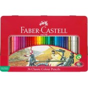 تصویر مداد رنگی فابرکاستل ۳۶ رنگ جعبه فلزی کلاسیک 