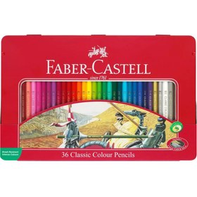 تصویر مداد رنگی فابرکاستل ۳۶ رنگ جعبه فلزی کلاسیک 