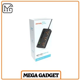 تصویر سه راهی porodo blue power hub usb a/3 type c 3000w توان ۳۰۰۰ وات، چندین پورت USB-A و USB-C، حفاظت کامل و طراحی مدرن؛ مناسب خانه، دفتر و استفاده روزمره.