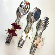 تصویر ست انبر سالاد ۳ تکه ترکیه طرح پروانه ای 