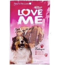 تصویر تشویقی سگ جرکی لاومی با طعم مرغ LoveMe Jerky Dog Treats Feature Rawhide Treats and Fish