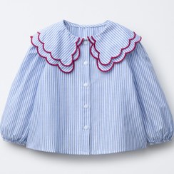 تصویر پیراهن آستین بلند راه‌راه با یقه دوتا از برند زارا (بچه گانه) 