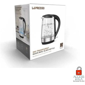 تصویر کتری برقی هوشمند لپرسو مدل LPRGKTBK - مشکی شفاف Smart electric kettle LePRESSO model LPRGKTBK - Clear black