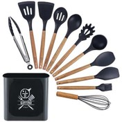 تصویر سرویس کفگیر و ملاقه 12 پارچه مشکی جی فی نی GIFFINI مدل G-012 