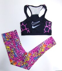 تصویر ست نیمتنه و لگ پلنگی زنانه ورزشی نایک 