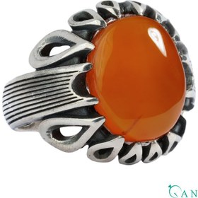 تصویر انگشتر نقره مردانه عقیق یمنی سرخ طرح شمس کد S1214 