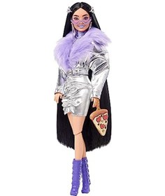 تصویر عروسک باربی اکسترا - پالتو پشمی بنفش و چکمه‌های بنفش برند barbie Barbie Extra Doll - Purple Fur Purple Boots