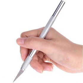 تصویر کاتر قلمی فلزی گانچون با ۱۰ تیغه یدک 