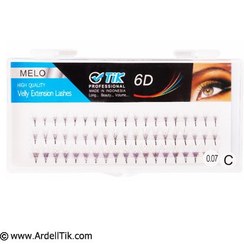 تصویر مژه والیوم تیک (Tik) فن سازی شده 6D جدید با الیاف طبیعی میکس 