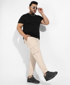 تصویر شلوار کتان مردانه با لبه مچ دار رنگ بژ برند campus sutra Men's Beige Cuffed Hem Cargo Trousers