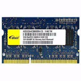 تصویر رم لپ تاپ DDR3 تک کاناله 1333 مگاهرتز CL9 الیکسیر مدل PC3-10600s ظرفیت 2 گیگابایت 