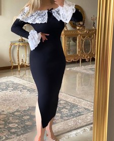 تصویر پیراهن مجلسی زنانه دانتل مشکی سایز ۳۶ تا ۴۴ 