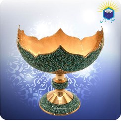 تصویر کشکول شبکه مس و فیروزه کوب 25 سانت 