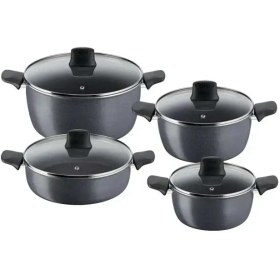 تصویر سرویس قابلمه 8 پارچه تفال سرامیکی هارد استون ساخت فرانسه TEFAL HARD STONE 8 PCS D4549283 