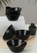 تصویر کاسه مشکی سوپ هیتی سیاه مات 14 سانتی متر 6 قطعه Keramika 