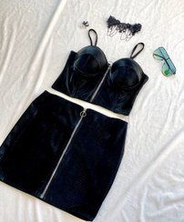 تصویر کراپ دامن چرم 